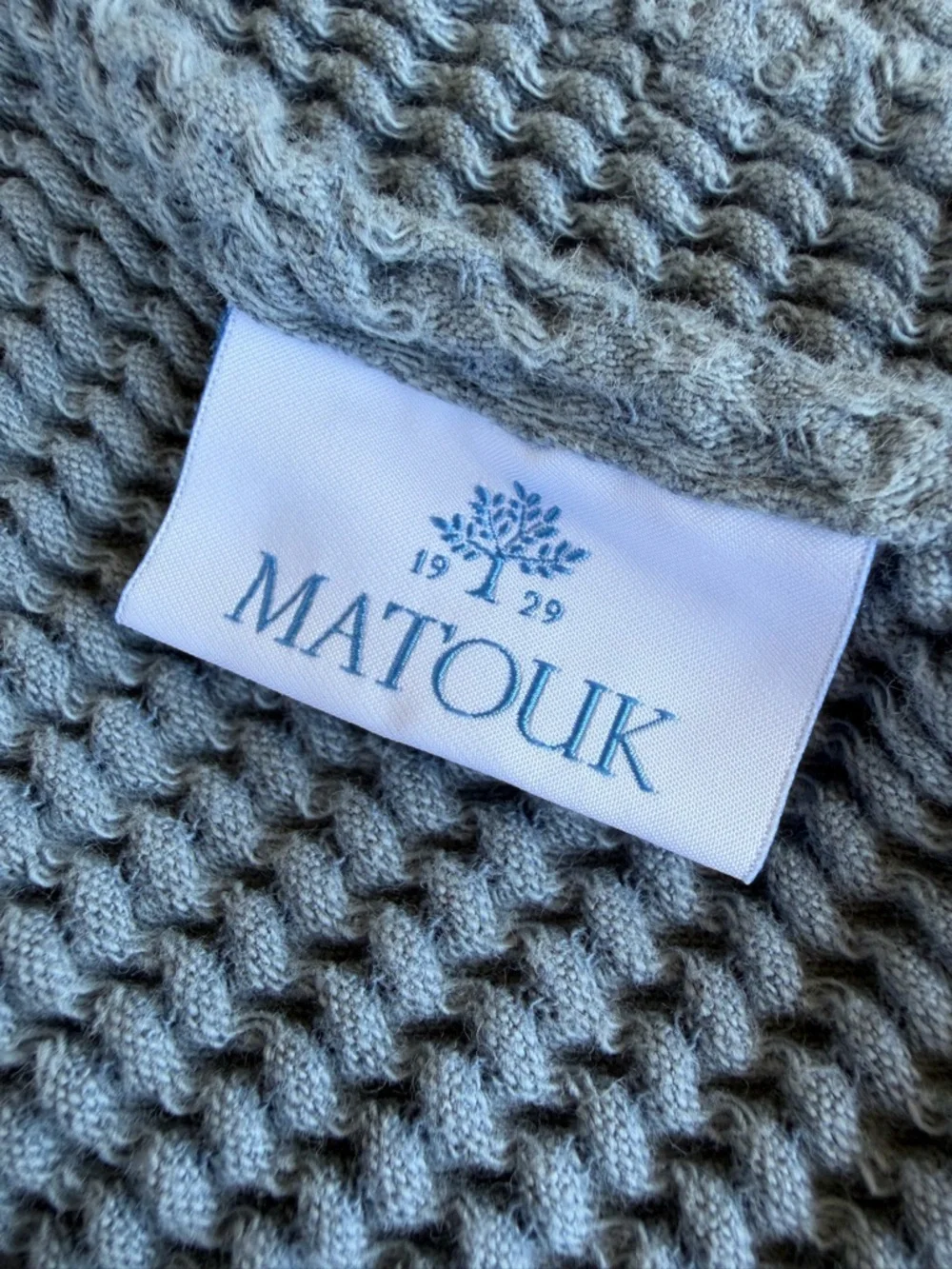 Matouk Kiran 4-Piece Turkish Cotton Waffle Towel Set Sea Blue Fringe Soft GUC